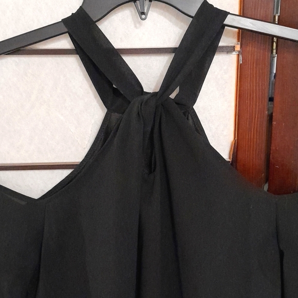 Women's Medium Black Cold Shoulder Halter Neck Blouse - Picture 3 of 6
